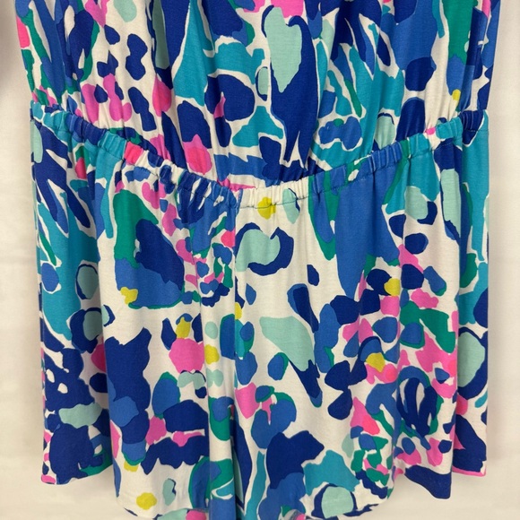 Lilly Pulitzer Romper Size XS Pink Blue Long Sleeve Vacation‎ Colorful Art - Picture 5 of 9